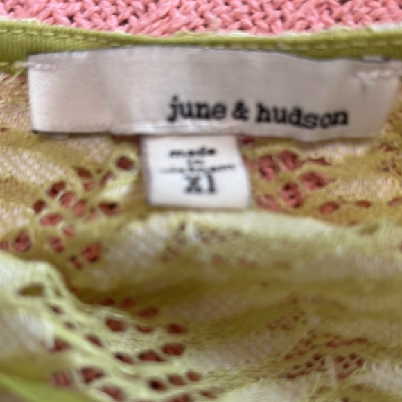 Avocado Green Leaf Patterned Top by June & Hudson/ Size XL - Picture 8 of 9